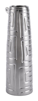 Decorative Jars - 4.9" x 4.9" x 16.5" Matte Silver, Stoneware, Small Jar