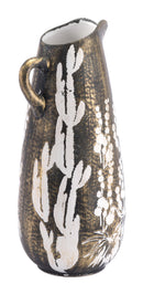 Decorative Jars - 8.7" x 7.7" x 17.7" Antique Gold & White, Ceramic, Small Jar
