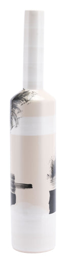Decorative Glass Bottles - 6.3" x 6.3" x 31.1" White & Black, Ceramic, Large Bottle