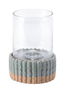 Tall Candle Holders - 5.5" x 5.5" x 7.5" Green, Ceramic, Candle Holder