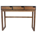 Console Table with Storage - 43" X 16" X 32" Black & Mocha Solid Wood Three Drawer Console Table