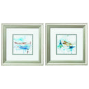 Picture Frames - 13" X 13" Brushed Silver Frame Malibu Marina (Set of 2)