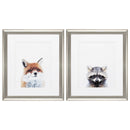 Cheap Picture Frames - 19" X 22" Brushed Silver Frame Fox Racoon (Set of 2)