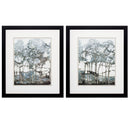 Vintage Picture Frames - 18" X 21" Dark Wood Toned Frame Watercolor Forest (Set of 2)