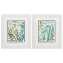 Picture Frame Shop - 19" X 22" White Frame Teal Palm Design (Set of 2)