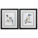 Black Picture Frames - 18" X 21" Distressed Black Frame Eco Bird On Wood (Set of 2)