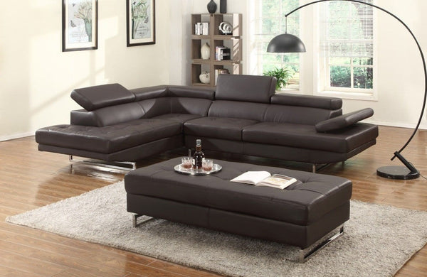 Sectional Sofa - 124" X 94" X 36" Brown  Sectional LAF