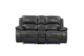 Leather Loveseat - 77" X 40" X 40" Gray  Power Reclining Console Loveseat