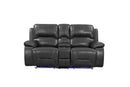 Leather Loveseat - 77" X 40" X 40" Gray  Power Reclining Console Loveseat