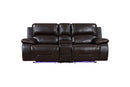 Leather Loveseat - 77" X 40" X 40" Brown  Power Reclining Console Loveseat
