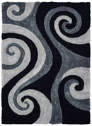 Black Rug - 94" x 126" x 1.2" Black Polyester Oversize Rug