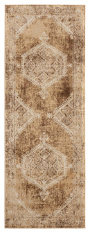 Cheap Rugs - 31" x 86" x 0.37" Light Brown Olefin Frieze Runner Rug