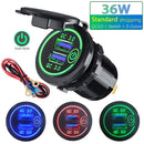 36W QC 3.0 Touch Switch Waterproof Universal Motorcycle Car Truck Boat Dual USB Charger Socket For Phone Tablet Camera GPS DVR JadeMoghul Inc.
