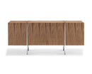 Dining Room Buffet - 71" X 17" X 30" Walnut Stainless Steel Buffet