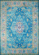 Indoor Outdoor Rugs - 22" x 86" x 0.31" Cerulean Olefin/Polyester Runner Rug