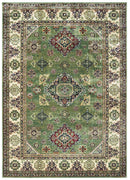 Entryway Rug - 31" x 157" x 0.13" Green Viscose Runner Rug