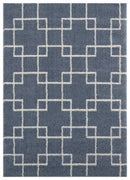 Blue and Grey Rug - 23" x 36" x 1.2" Blue/Grey Microfiber Polyester Accent Rug