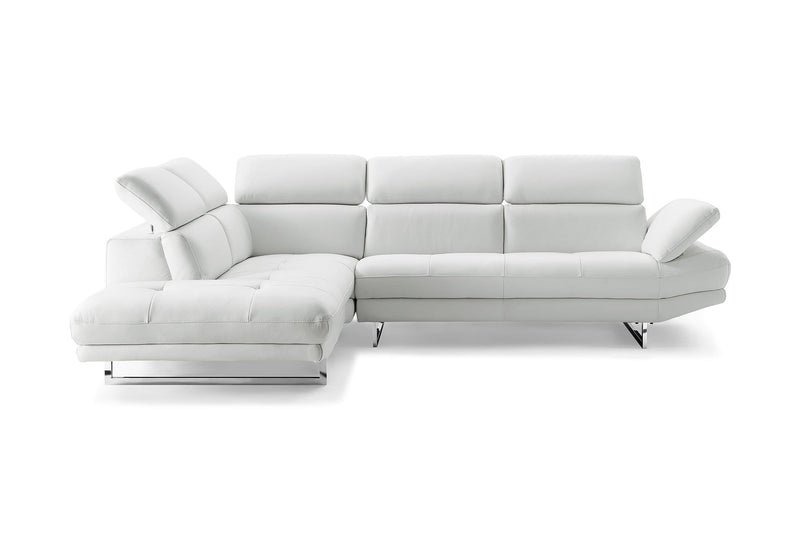 Leather Sectional - 110" X 88" X 29"/37" White Leather Sectional