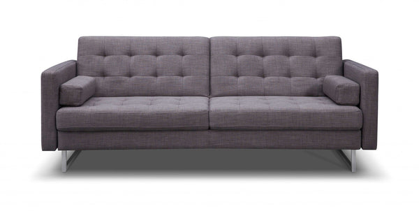 Modern Leather Sofa - 80" X 45" X 13" Gray Stainless Steel Sofa Bed