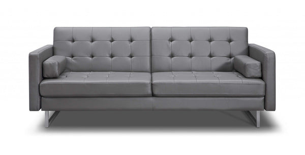Modern Leather Sofa - 80" X 45" X 13" Gry Stainless Steel Sofa Bed