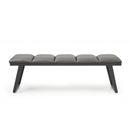 Bedroom Bench - 57" X 16" X 18" Dark Grey Faux Leather Bench