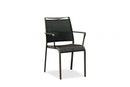 Leather Chair - 22" X 24" X 34" Gray Aluminum Dining Armed Chair