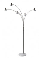 Cute Lamps - 37" X 35" X 76" Brushed steel Metal/Marble LED Arc Lamp