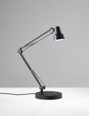 Cute Lamps - 6.75" X 13"-22" X 16"-26" Black Metal LED Desk Lamp