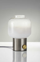 Table Lamps - 8" X 8" X 12" Brushed Steel Glass Table Lamp