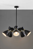 Black Pendant Light - 34" X 34" X 36.25" Black Metal 5-Head Pendant