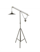 Light Lamp - 14" X 30" X 65" Brass Metal Floor Lamp