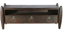 Living Room Furniture - 64" X 22" X 25" Dark Brown Pine Wood Media Unit