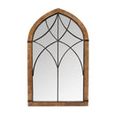Smart Mirror - 24.02" X 1.18" X 40" Brown Bronze Wood Mirror Mdf Metal Cathedral Mirror