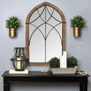 Smart Mirror - 24.02" X 1.18" X 40" Brown Bronze Wood Mirror Mdf Metal Cathedral Mirror