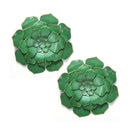 House Decor - 9.75" X 1" X 9.75" Green Metal Flowers