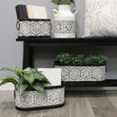 Modern Planters - 15.75" X 7.5" X 6.25" Black White Metal Planters