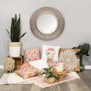 Decorative Mirrors - 33.5" X 4.5" X 33.5" White Natural Bamboo Wood Glass Rope Wall Mirror