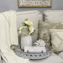 Wooden Tray - 16" X 16" X 2.44" Grey Mdf With Wood Veneer 4 Galvanized Metal Hemp Wood Tray