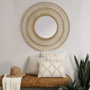 Decorative Mirrors - 31.5" X 0.75" X 31.5" Natural Bamboo Wood 1 Mdf Mirror Wall Mirror