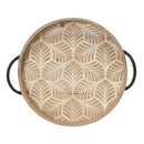 Wooden Tray - 17.5" X 14.75" X 3.25" Natural Wood Metal Tray