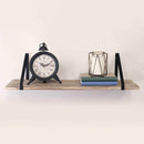 Black Shelf - 28" X 7" X 7" Natural Black 8 Wood 1 Metal Wood Shelf