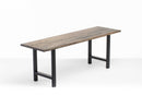 Wooden Bench - 48" X 14" X 17" Charcoal Ash Wood And Steel Entryway Dining Bench