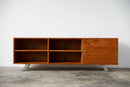 TV Console Table - 72" X 16" X 23.'5" Natural Cherry And Steel TV Console