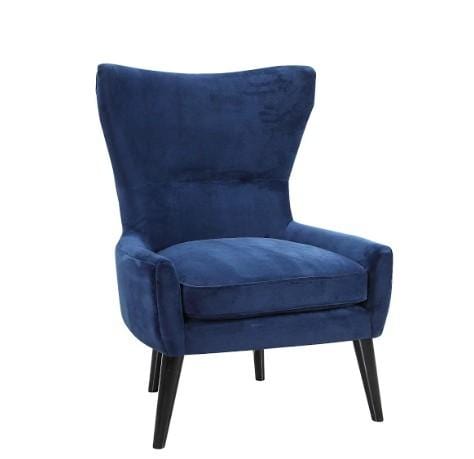 Modern Lounge Chair - 29" X 32" X 39" Blue Polyester Wing Back Chair