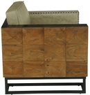 Black Accent Chair - 36'.4" X 33'.2" X 27" Black And Brown Iron/Wood/Leather Accent Chair