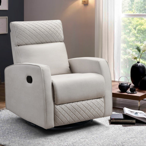Swivel Recliner Chairs - 3'.31" X 37'.4" X 39'.4" Cream Air Leather - Glider & Swivel Manual Recliner