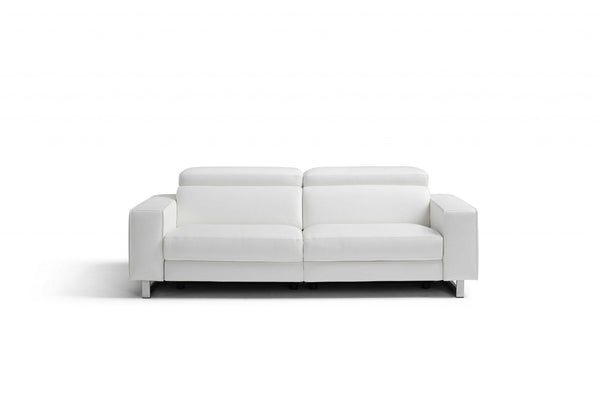 Modern Leather Sofa - 32" X 89" X 43" White Leather Sofa