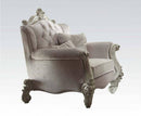 Long Pillow - 44" X 41" X 46" Ivory Wood Chair & 2 Pillows