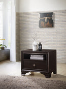 Accent Table with Storage - 23" X 17" X 20" Espresso Wood Accent Table