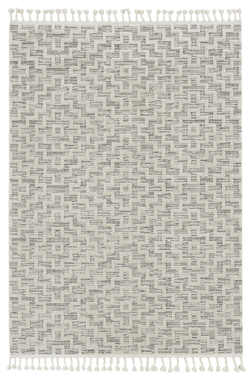 Living Room Area Rugs - 26" X 90" X 0.'25" Ivory Grey Polyester Rug